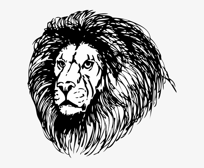 Lion Head Clipart - Black And White Lion Head Png, transparent png #620319