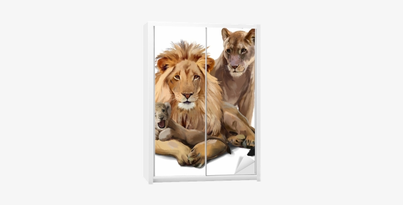 Lion Pride Watercolor Painting Wardrobe Sticker • Pixers® - Lion, transparent png #620385