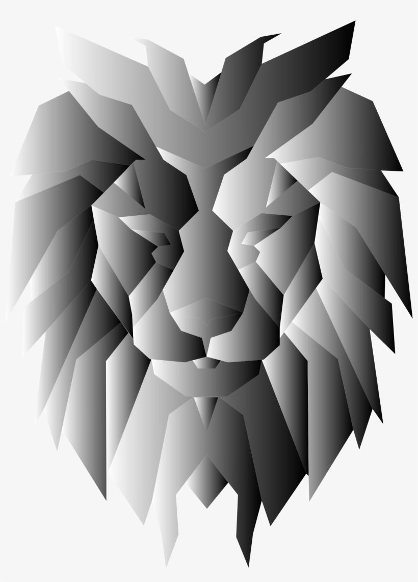 This Free Icons Png Design Of Grayscale Polygonal Lion, transparent png #620623