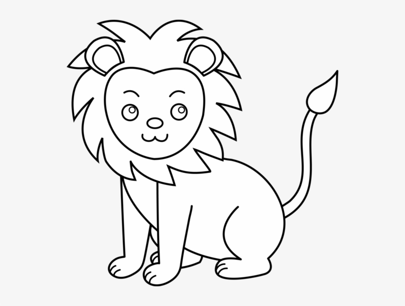 Lion Black And White Lion Clip Art Black And White - Cartoon Lion Black And White, transparent png #620648