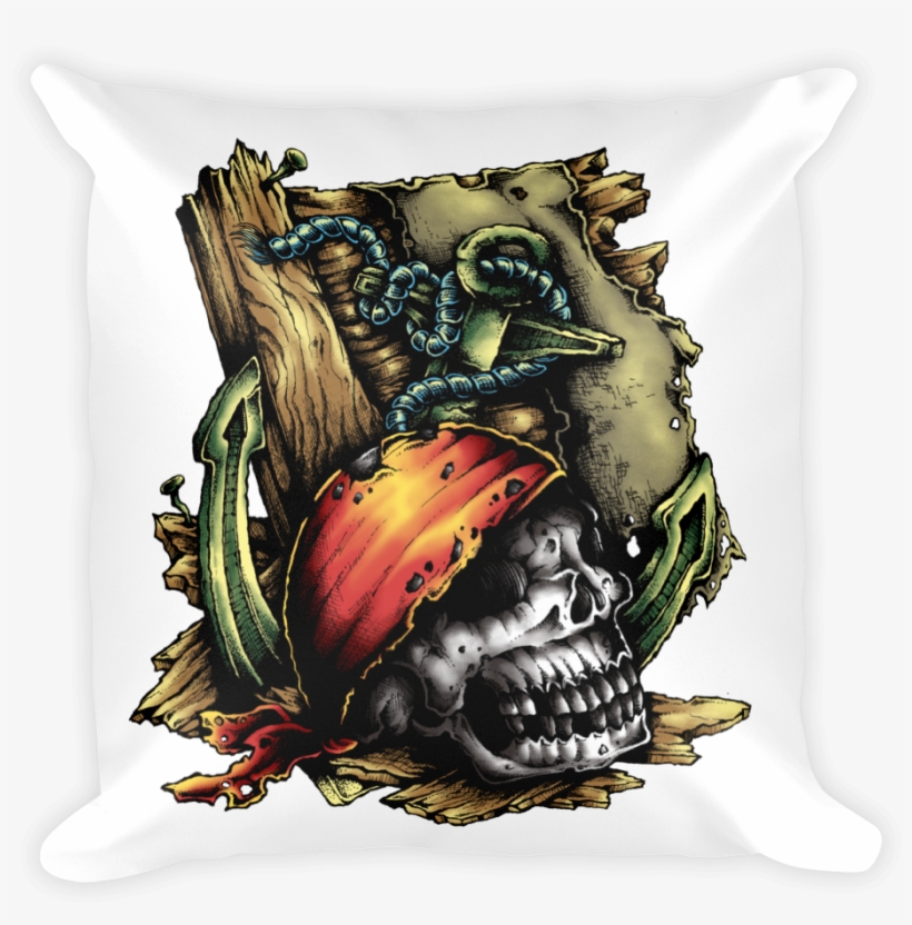 Pirate Skull Pillow - T-shirt, transparent png #621449