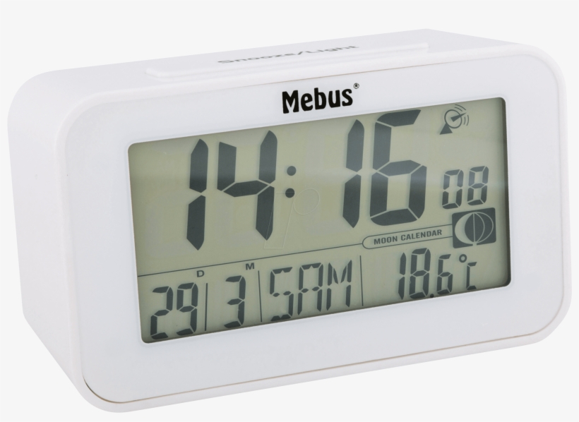 Radio Alarm Clock Digital, Moon Phase, White Mebus - Mebus Funkwecker Mit Thermometer Weiß, transparent png #622020