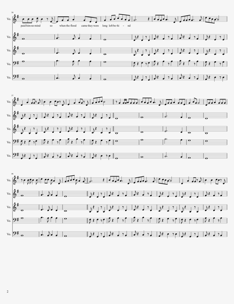 Falling Rain Sheet Music 2 Of 4 Pages - Document, transparent png #622024