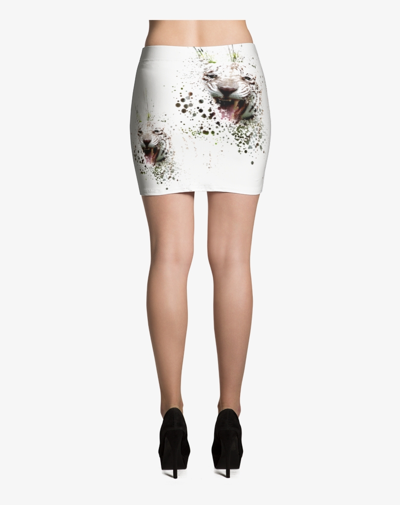 "kitty Wants To Play" Mini Skirt White Tiger Roaring - Skirt, transparent png #622294