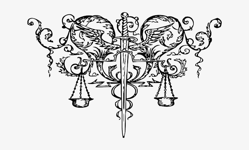 Scales, Sword, Justice, Law, Decoration, Cartoon - Scale Of Justice And Sword, transparent png #623299