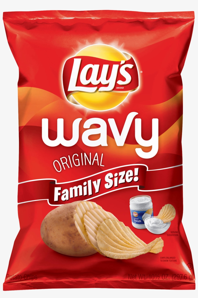 Lays Classic Potato Chips Packet Png Image - Family Size Wavy Lays, transparent png #623561