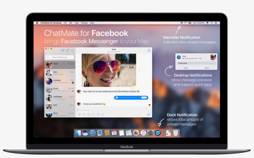 Chatmate For Facebook On Macbook - Apple Macbook 12 30.5 Cm (12 ) Intel Core M3;8 Gb;intel, transparent png #623780