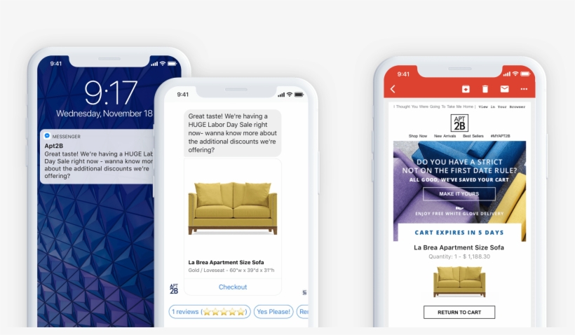 Two Cell Phones On Left With Facebook Messenger Notification - Eincar Free Front ; Rear Camera + Android 6.0 Os Car, transparent png #623982