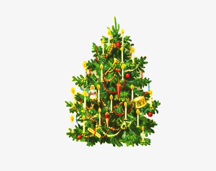 Oldfashioned Decorated Christmas Tree - Vintage Christmas Cards Christmas Tree, transparent png #626052