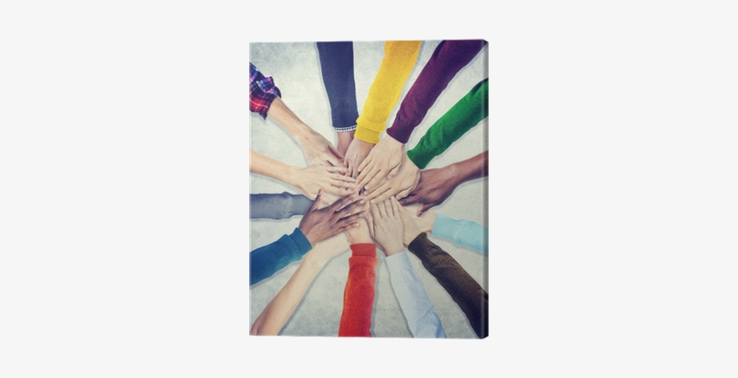 Group Of Human Hands Holding Together Canvas Print - Zusammen Hände Halten, transparent png #626457
