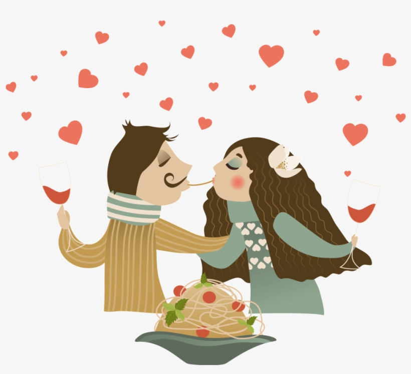 Hand Drawn Cartoon Couple Kissing Decorative - Cartoon, transparent png #626483