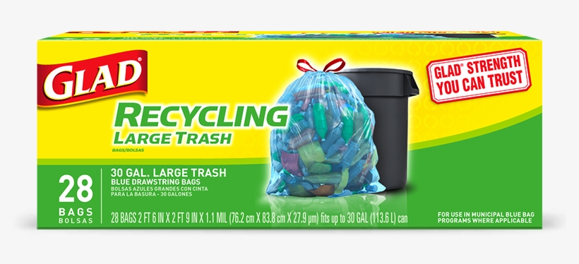 Recycling Large Trash Drawstring Blue Bags - Glad Recycling Drawstring Large Trash Bags Blue 30, transparent png #628874