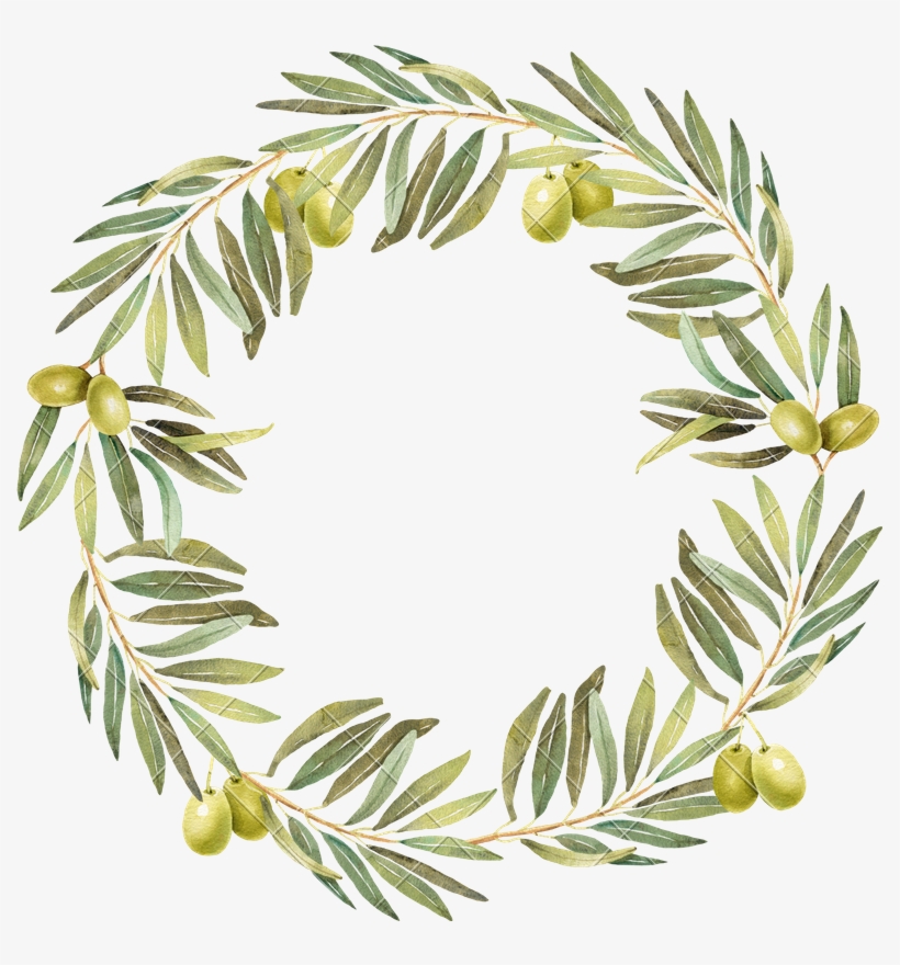 Graphic Free Download Wreath Watercolor Photos By Canva - Transparent Watercolour Olive Wreath, transparent png #628936