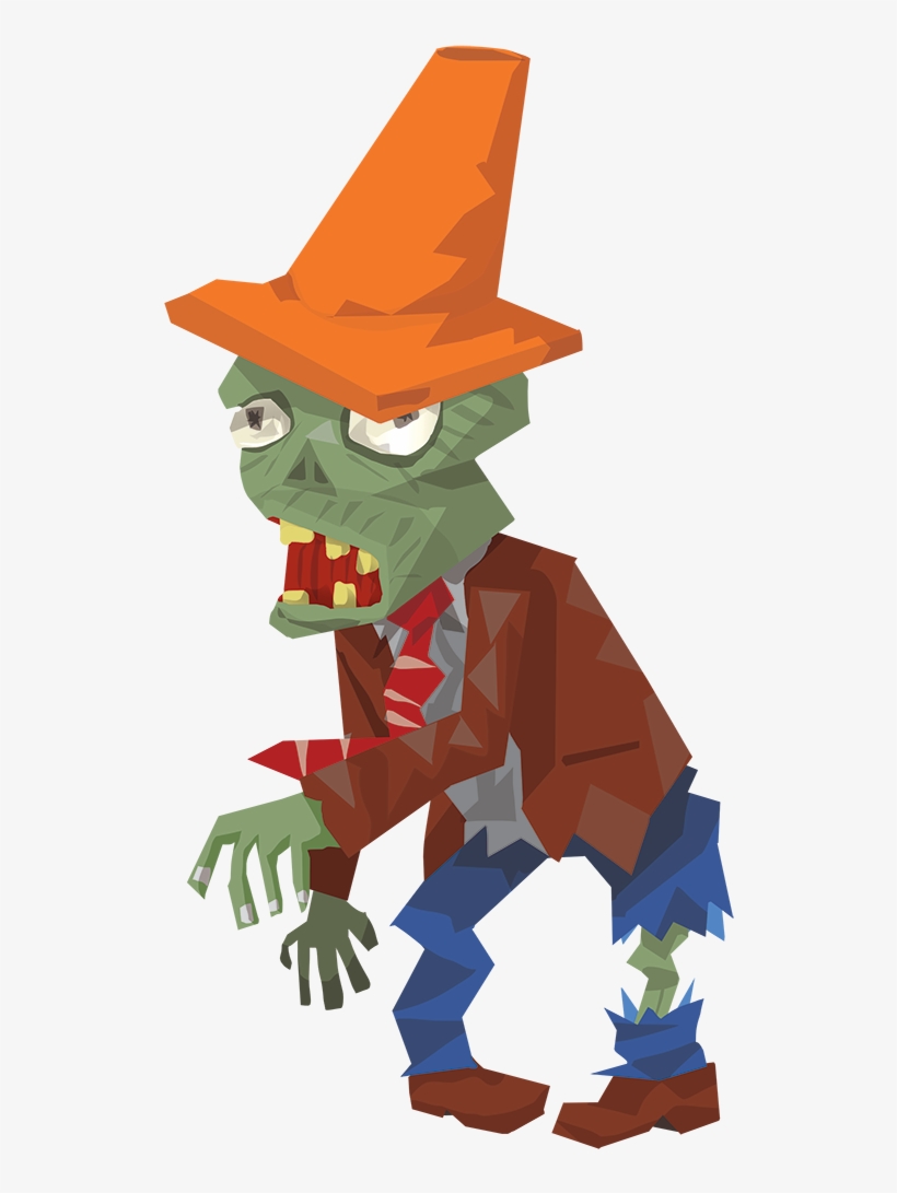 Road Cone Zombie, Plants Vs Zombies - Cartoon, transparent png #629154