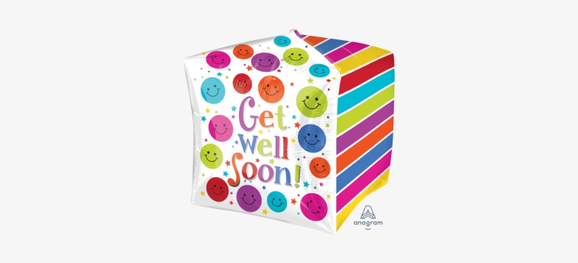 17 - 15" X15" Get Well Soon Cube Cubez - Mylar Balloons, transparent png #629490