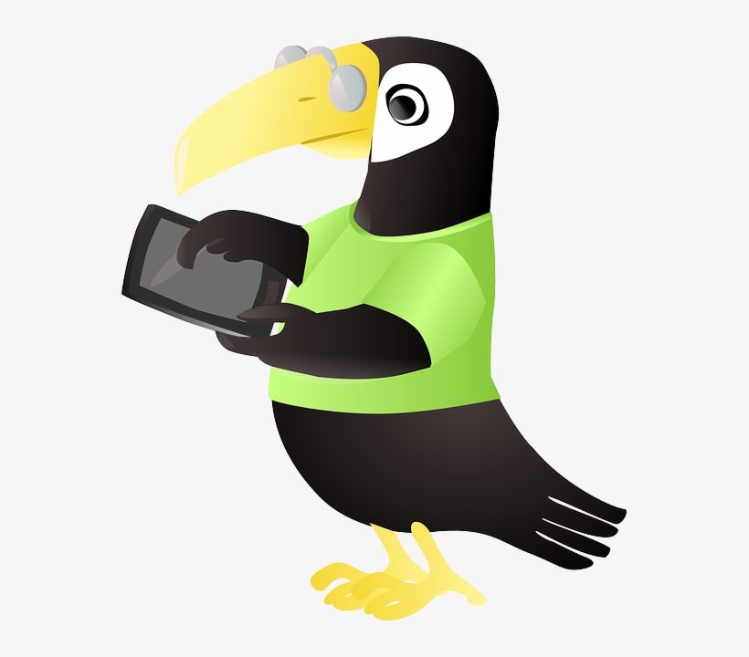 Toucan With Tablet Shower Curtain, transparent png #6202536