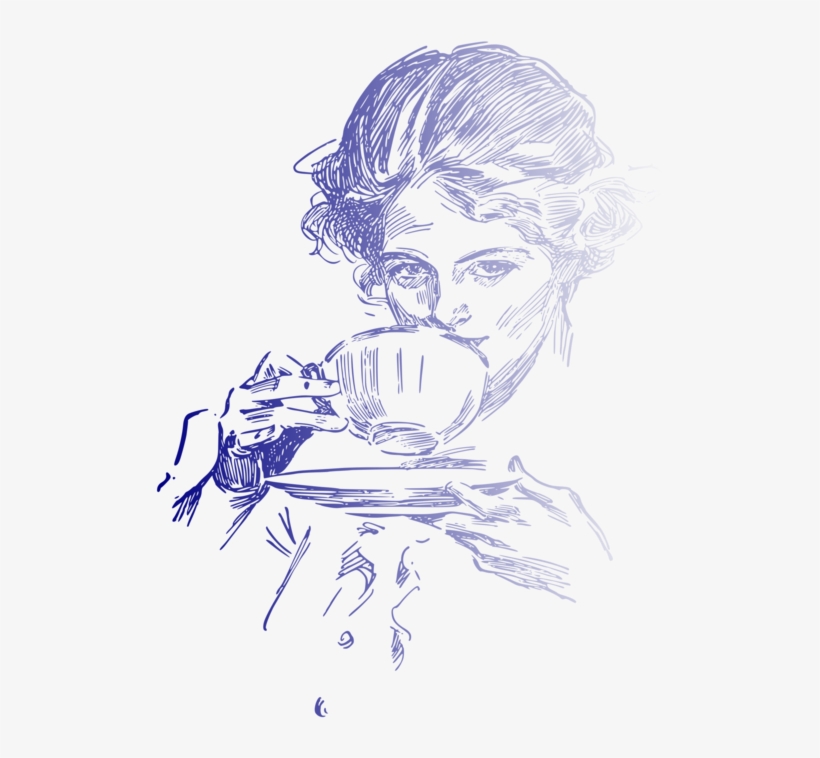 Tea Coffee Beer Cafe Drink - Woman Drink Coffee Drawing, transparent png #6203717