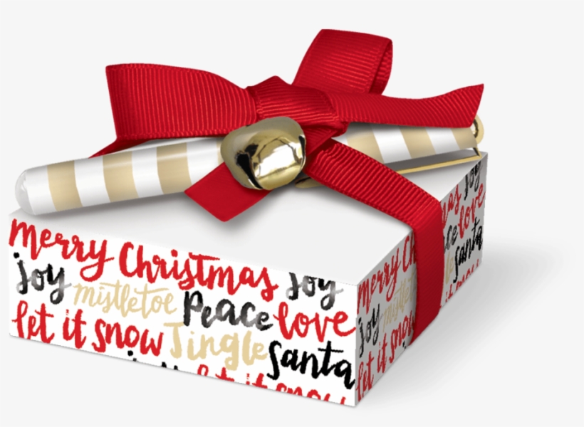 Playful Plaid Words Sticky Stack With Pen - Holiday, transparent png #6204751