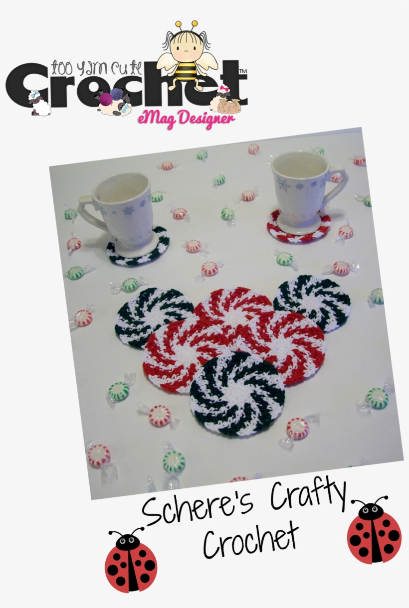 Christmas Tree Emoticon Facebook - Crochet Peppermint Coaster, transparent png #6205261