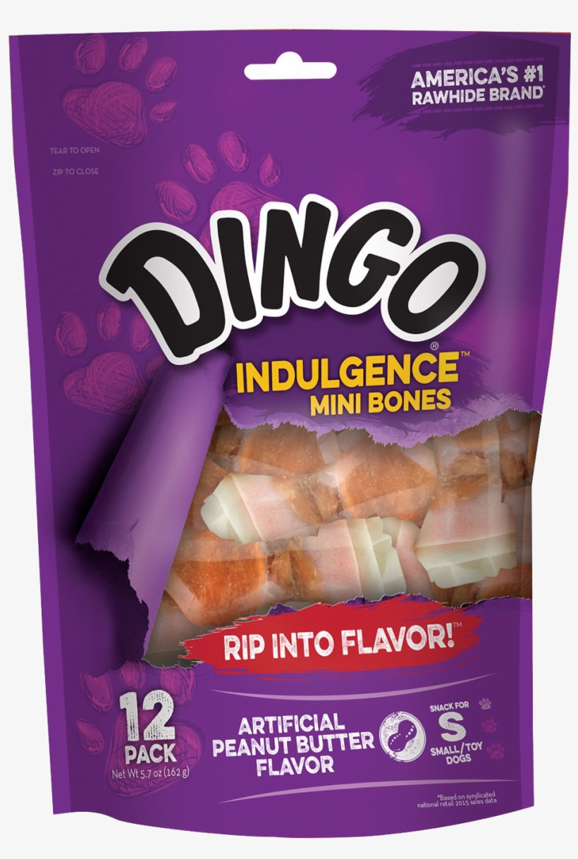 Dingo Indulgence Peanut Butter Chew Mini Dog Bones, - Dingo Indulgence Mini Bones Peanut Butter Flavor 12-count, transparent png #6213962