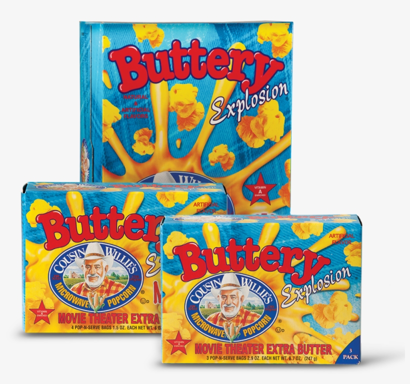 Buttery Explosion - Cousin Willie's Buttery Explosion Movie Theater Extra, transparent png #6215985