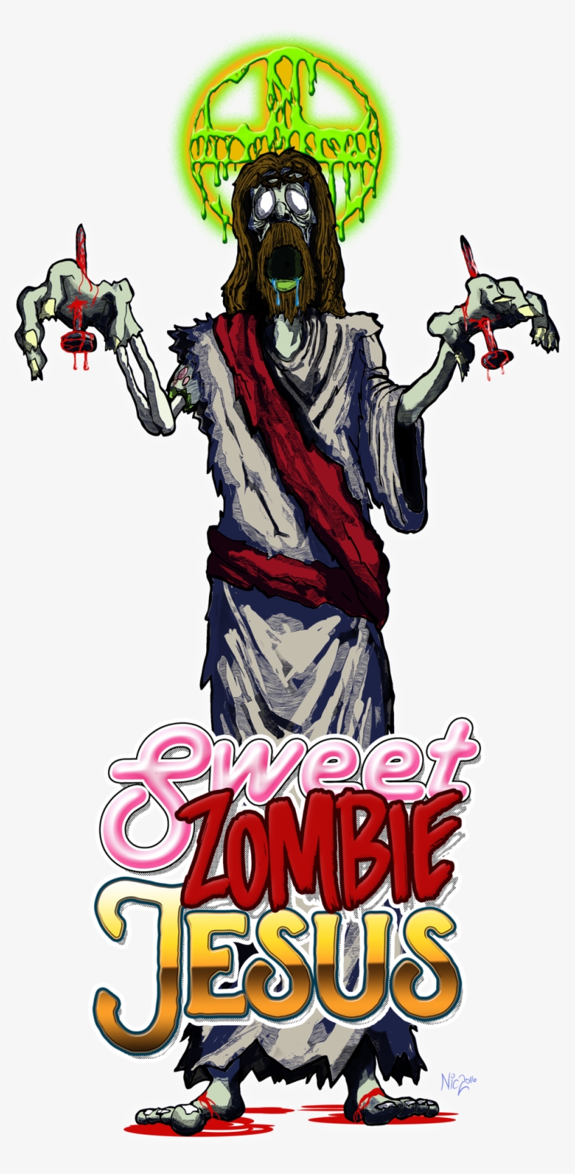 Sweet Zombie Jesus - Humor Slouchy V-neck Sweet Zombie Jesus, transparent png #6222081