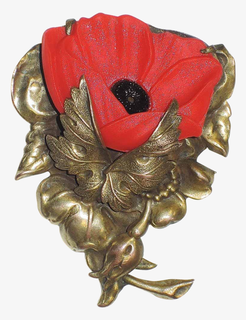 Remembrance Poppy Flower Dress Clip ~ Art Deco 1930'sto, transparent png #6225119