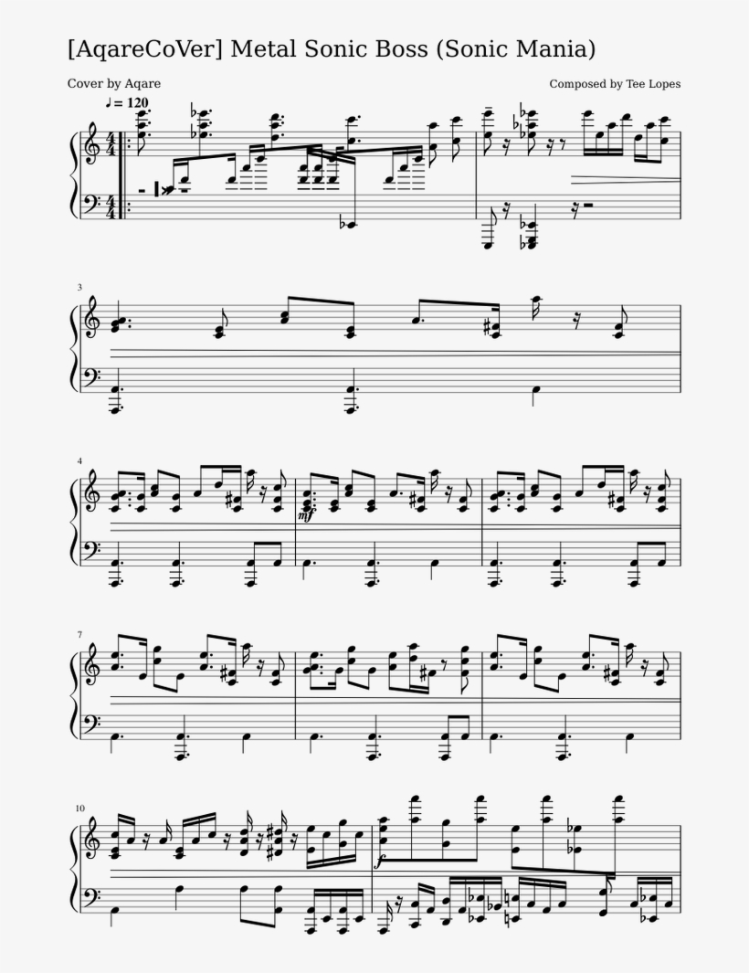 Aqarecover Metal Sonic Boss Sonic Mania Sheet Music, transparent png #6226001