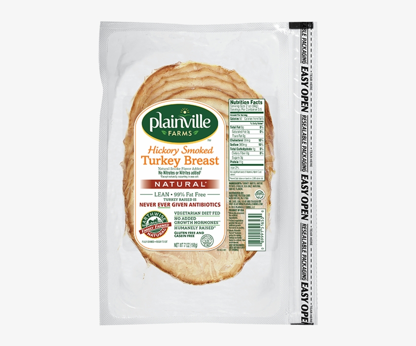 Natural* Pre-sliced Hickory Smoked Turkey Breast - Plainville Farms Turkey, Ground, 94% Lean/6% Fat -, transparent png #6231796