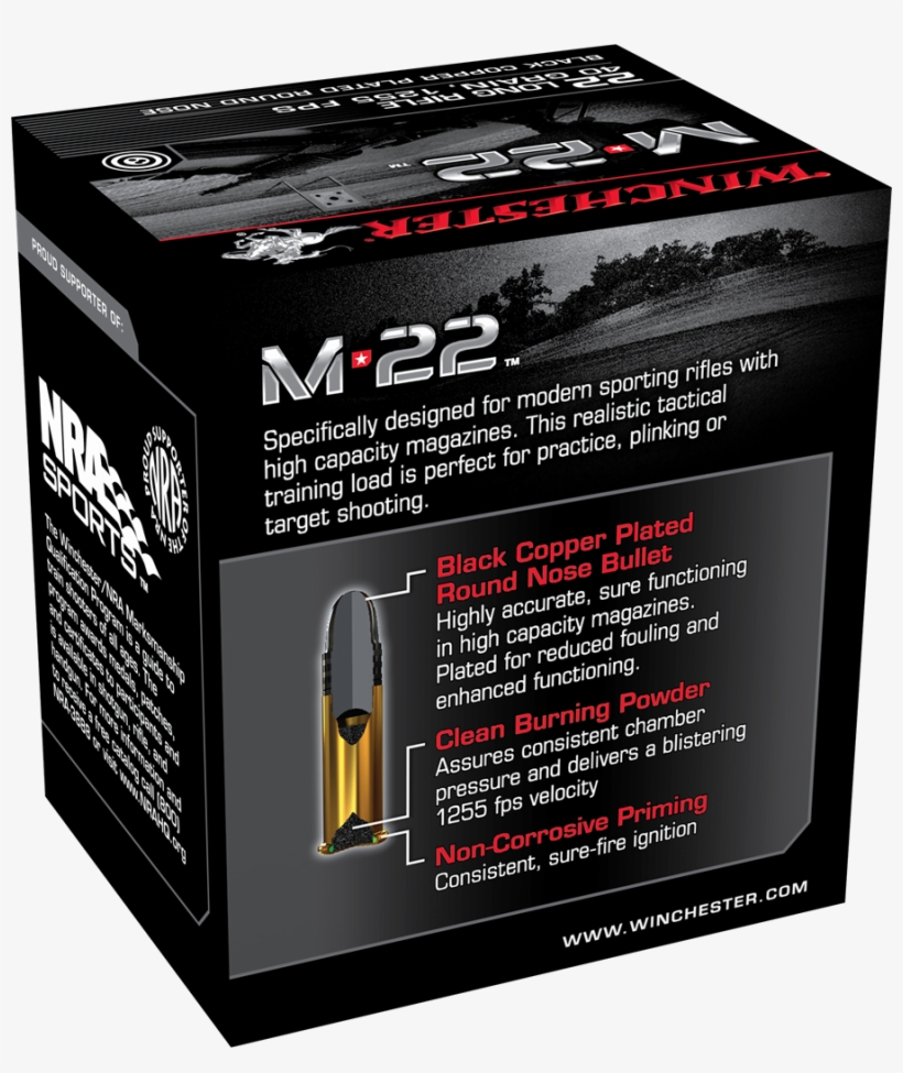 S22lrt Box Image - Winchester 22lr 40gr M22 Bulk 1000rds, transparent png #6232804