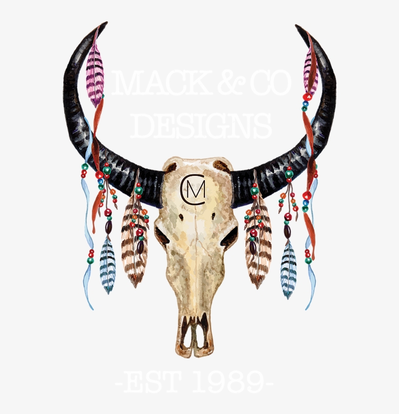 Bull Skull With Feathers, transparent png #6233435