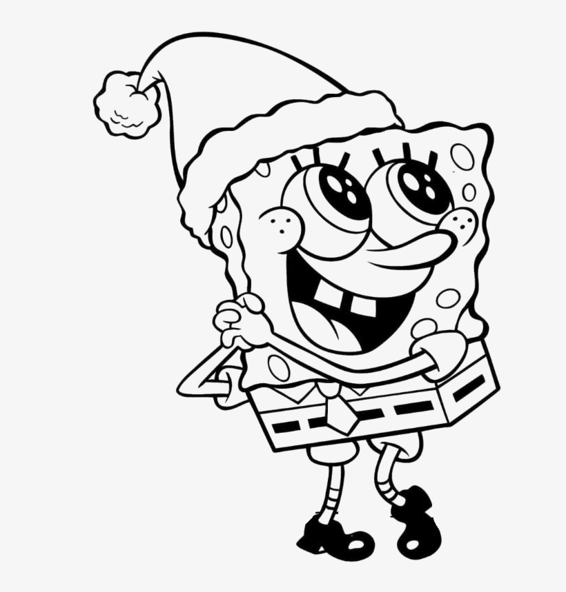 Spongebob Is Very Pleased With Today Christmas Coloring - Free Printable Spongebob Christmas Coloring Pages, transparent png #6236876