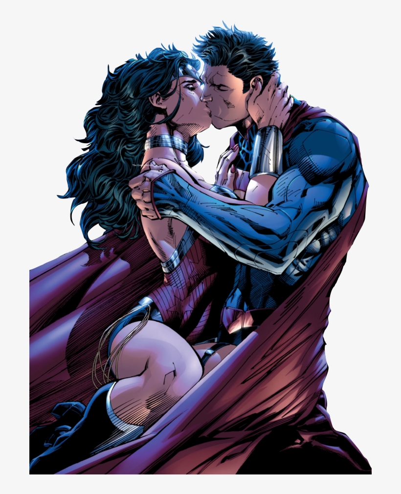 Superman Wonder Woman Kiss Render By Bobhertley - Superman E Wonder Woman, transparent png #6239064