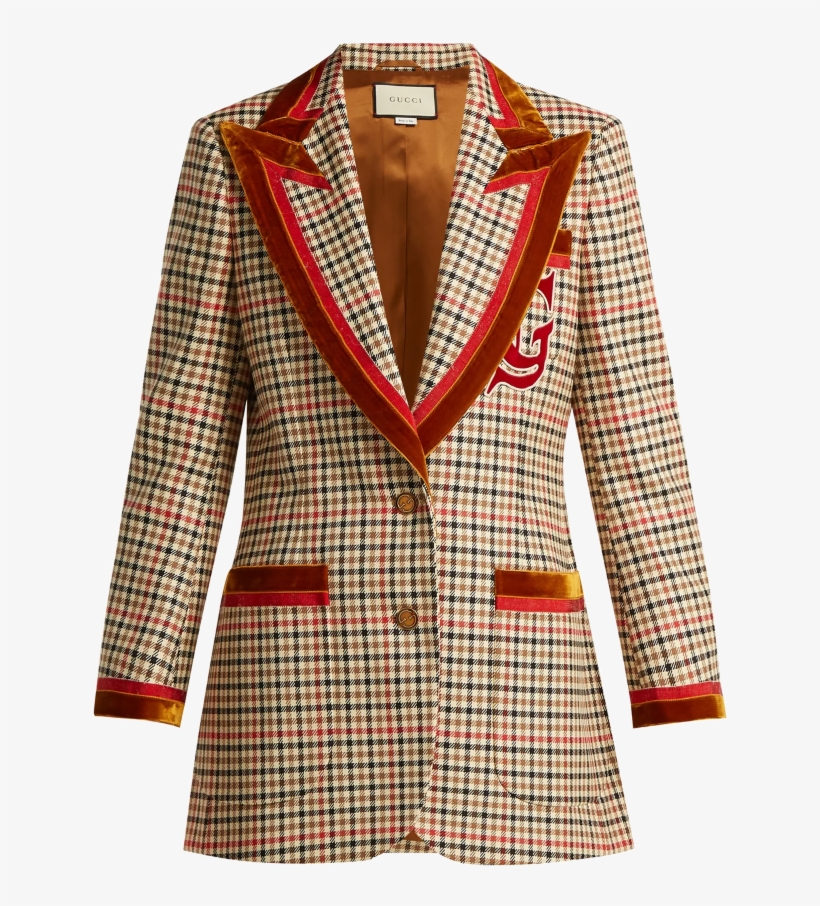 Gucci Red Velvet Trim Blazer - Wool, transparent png #6239932