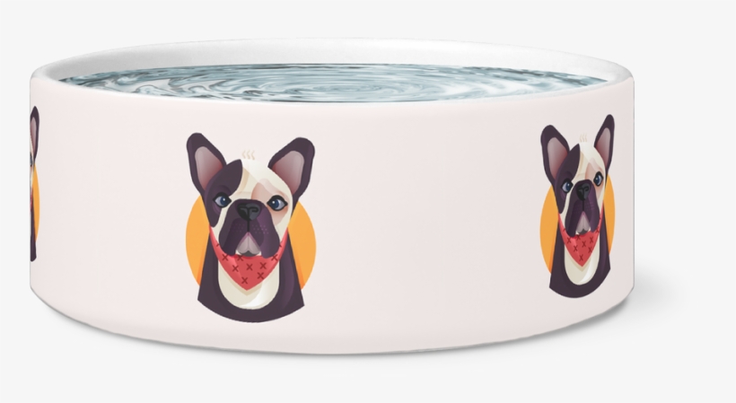 Frenchie World X Nickola Ceramic Dog Bowl - Bull Terrier, transparent png #6245718