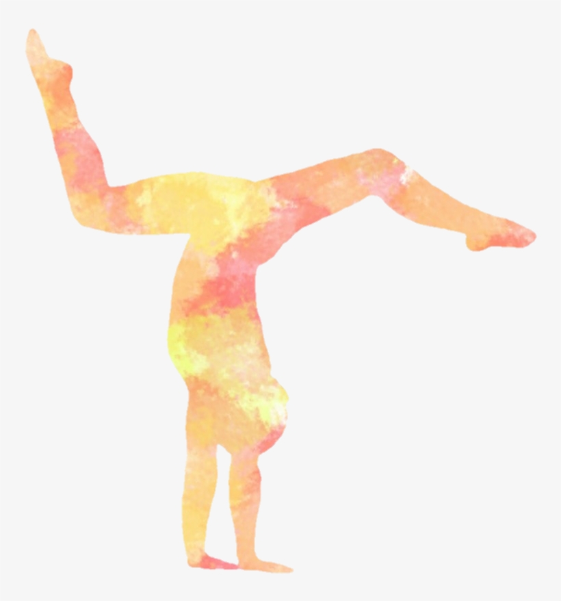 Gymnastic Handstand Orange Yellow Watercolor Watercolou - Gymnastics, transparent png #6247029