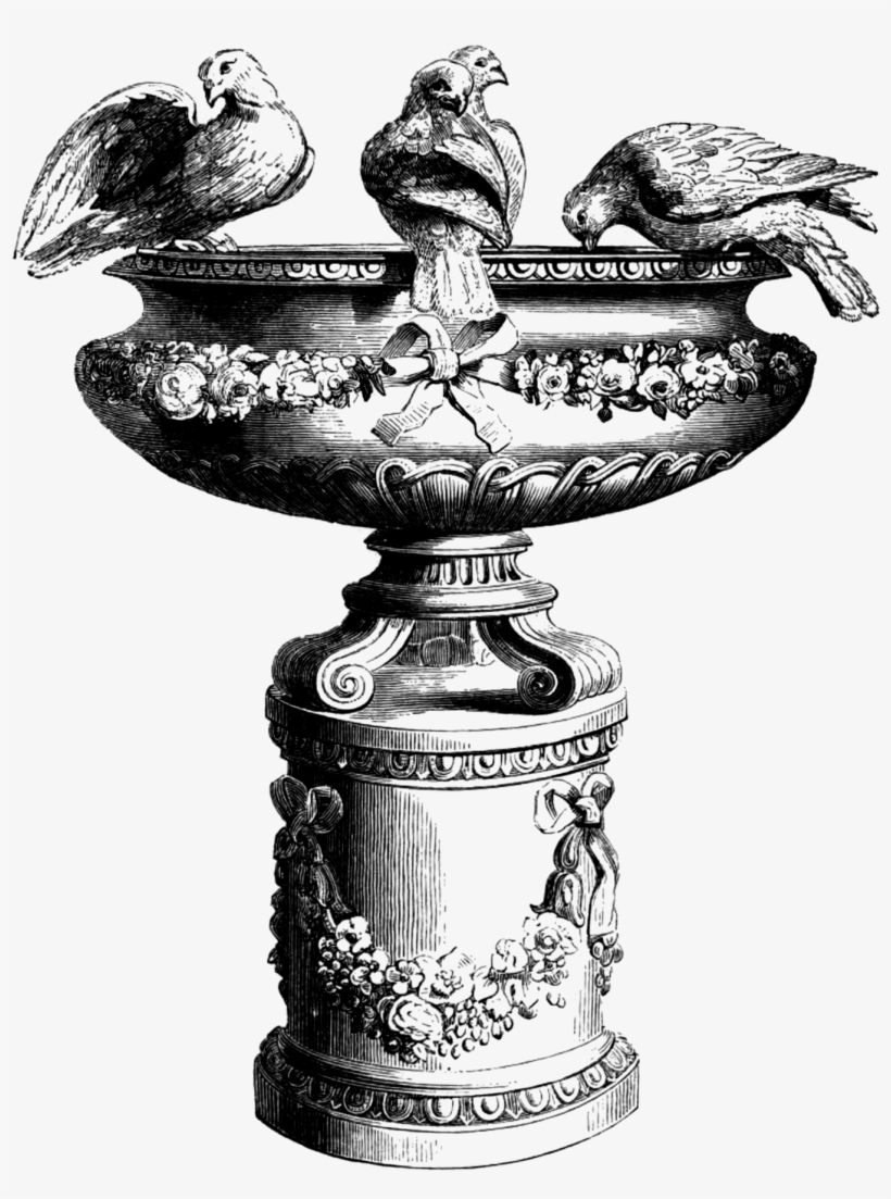 Download Free Clip Art Vintage Bird Bath Image - La Gota De Agua, transparent png #6250585