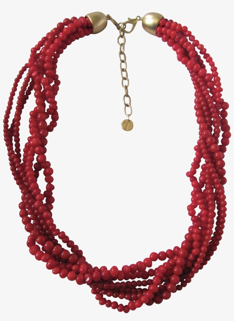 Seven Strands Of Polished, Enhanced Red, Orange Coral - Necklace, transparent png #6252359