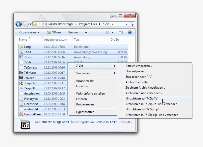 7 Zip Fügt Sich Nahtlos Ins Kontext Menü Des Windows - Windows 7, transparent png #6259160