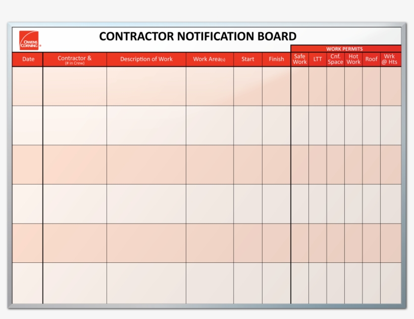 Owens Corning Contractor Notification Dry Erase Board - Number, transparent png #6259528