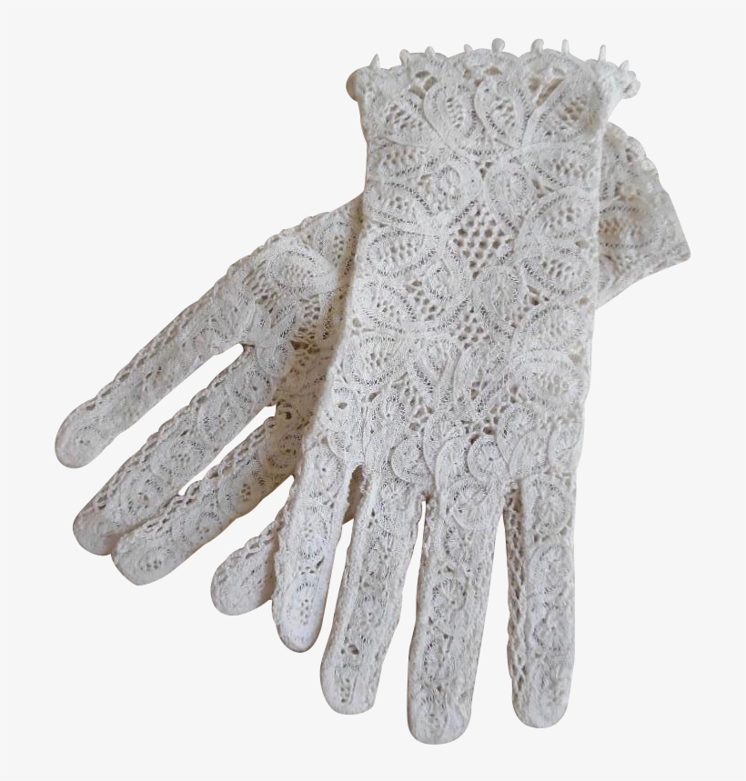 Vintage Cotton Lace Summer/ Wedding Gloves Cotton Gloves, - Glove, transparent png #6260325
