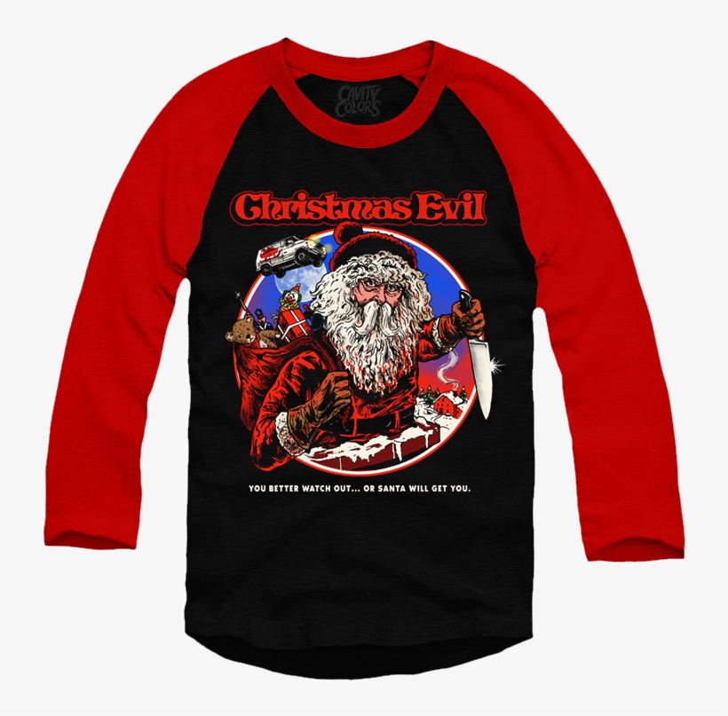 Christmas Evil Vintage Red Sleeve Raglan V=1544631589 - Terminator 2 Gift, transparent png #6260389