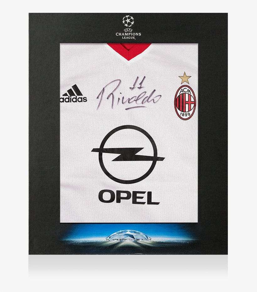 Rivaldo Official Uefa Champions League Front Signed - Ac Milan Away Shirt 2004 05, transparent png #6262249