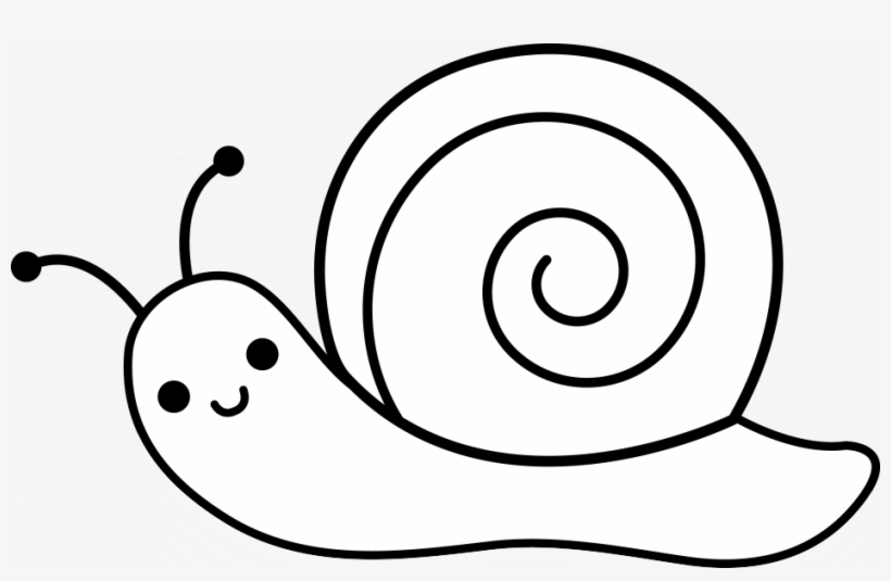Cartoon Clipart Of A Black And White Happy Snail Vector, transparent png #6266109
