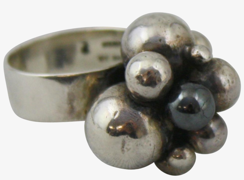 Mid Century Modern Signed Sterling Silver Ball Cluster - Silver, transparent png #6267286