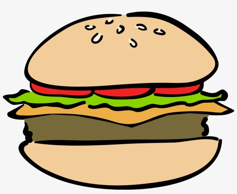 Burger Meal Vector Image Illustration Of Fast - Hamburger, transparent png #6267876