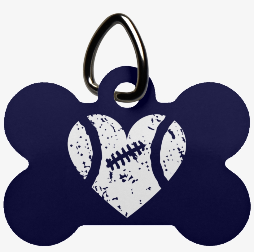 Distressed Football Heart Dog Bone Pet Tag- Pets - Pet Tag, transparent png #6268520