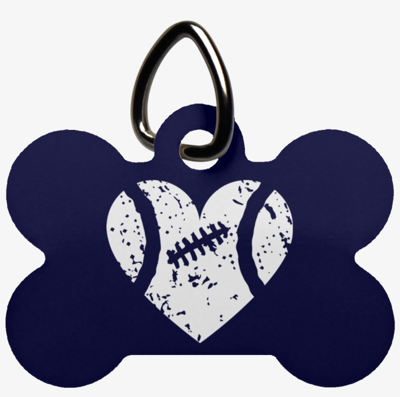 Distressed Football Heart Dog Bone Pet Tag- Pets - Pet Tag, transparent png #6268520