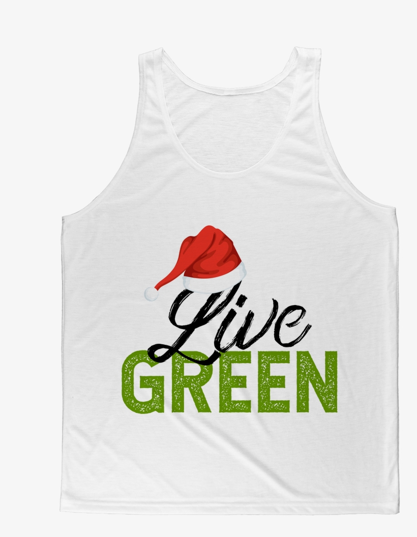 Live Green Santa Hat Classic Sublimation Adult Tank - T-shirt, transparent png #6271353