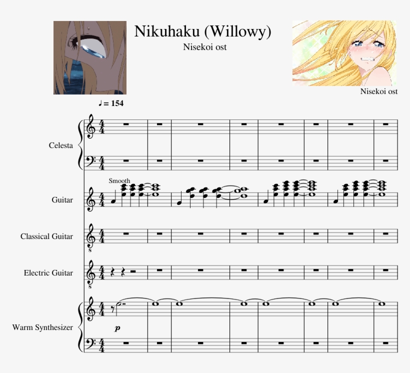 Nisekoi Ost Sheet Music For Percussion, Guitar, Synthesizer - Percussion, transparent png #6272402